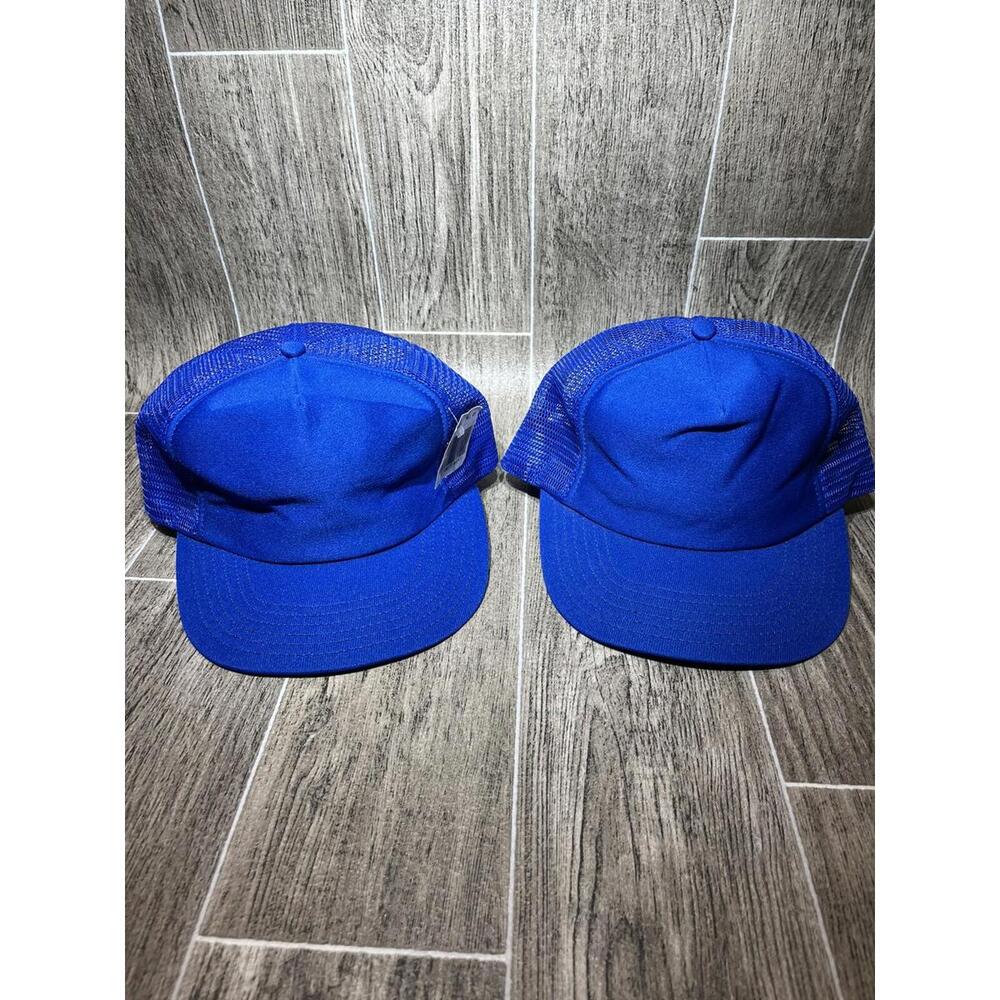 2 Vintage Snapback Trucker Hat Mesh Cap USA  | Deadstock Blue with Tag